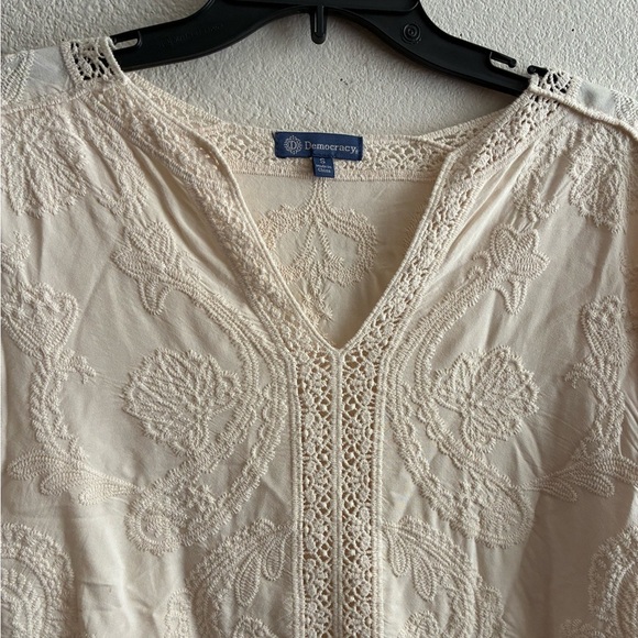 Democracy Women's Crochet Cotton Peplum Top S - Picture 6 of 11